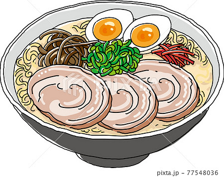 とんこつラーメンの線画イラストのイラスト素材 [77548036] - PIXTA