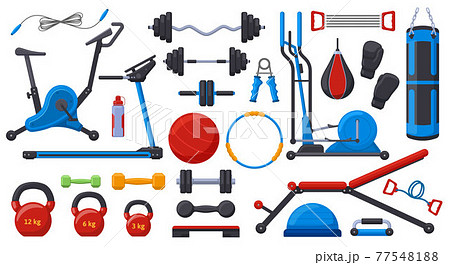 Cool Fitness Gym Exercise Equipment Items Stock Vector (Royalty Free)  373855996