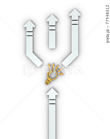 イノベーションの分岐点。白バック。3Dレンダリング。 イノベーションの分岐点。白バック。3Dレンダリング。 77548312