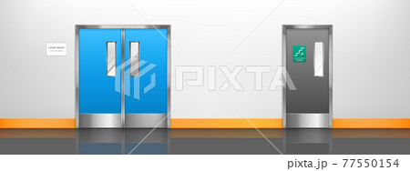 Double doors to hospital room, lab or kitchen Double doors to hospital room, lab or kitchen 77550154