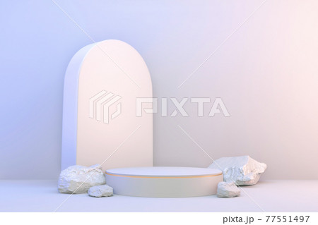 3d rendering. Modern minimalistic mock up white and gold podium abstract cylinder display. 3d rendering. Modern minimalistic mock up white and gold podium abstract cylinder display. 77551497
