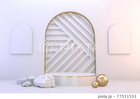 Modern pedestal white and gold for the presentation of cosmetic products. 3D rendering Modern pedestal white and gold for the presentation of cosmetic products. 3D rendering 77551533