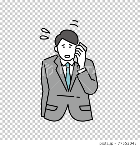 電話対応で謝る営業 男性ビジネスパーソン 電話対応で謝る営業 男性ビジネスパーソン 77552045