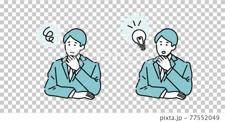 悩みとひらめき 男性ビジネスパーソン 悩みとひらめき 男性ビジネスパーソン 77552049