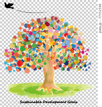 Sdgsイメージの水彩の大きな木のイラスト素材