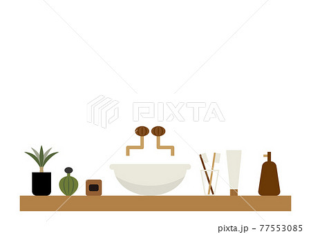 洗面所のフレームイラストのイラスト素材