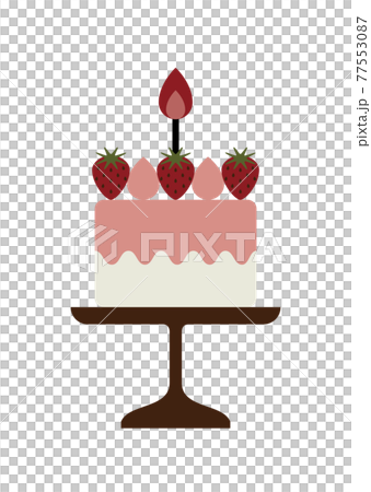 ロウソクを立てたケーキのイラスト 77553087