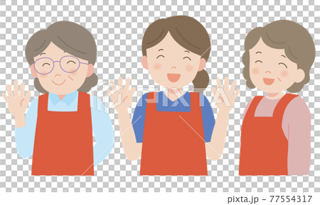 エプロン姿の女性3人 のイラスト素材 エプロン姿の女性3人 のイラスト素材