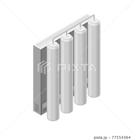 Water Purification Process with Filtration and Distillation in Cylindrical Tank Isometric Vector Illustration 77554364