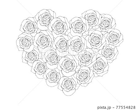 バラの花束の線画のイラスト素材
