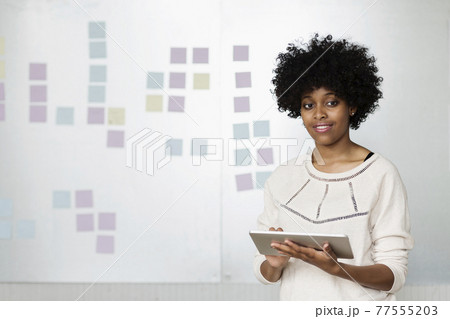 Young woman using digital tablet Young woman using digital tablet 77555203