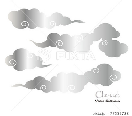 和雲 雲 中華雲のイラスト素材 ベクター 銀色 シルバー グレーのイラスト素材