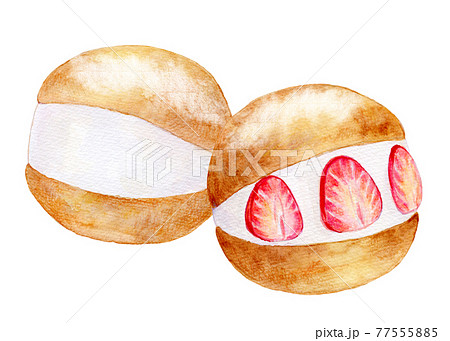 水彩イラスト 世界のスイーツ マリトッツォ 水彩イラスト 世界のスイーツ マリトッツォ 77555885