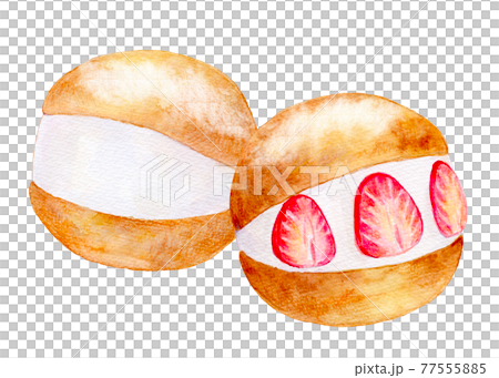 水彩イラスト 世界のスイーツ マリトッツォ 水彩イラスト 世界のスイーツ マリトッツォ 77555885