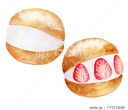 水彩イラスト 世界のスイーツ マリトッツォ 水彩イラスト 世界のスイーツ マリトッツォ 77555886