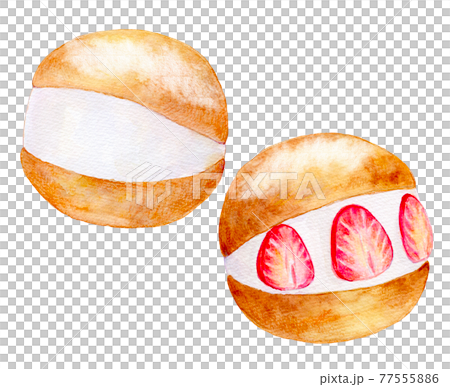 Watercolor illustration World sweets Maritozzo 77555886