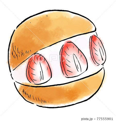 水彩イラスト 世界のスイーツ マリトッツォ 水彩イラスト 世界のスイーツ マリトッツォ 77555901