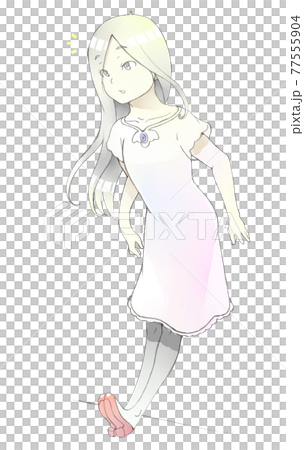 壁に寄りかかっているところを声をかけられ反応する女の子 77555904