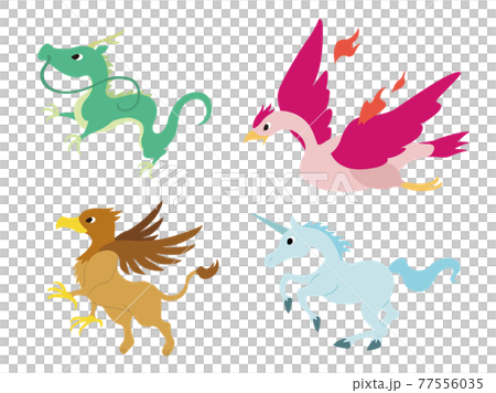 シンプルな幻獣のイラストセット 77556035