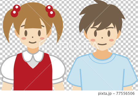 【家庭矢量插畫素材】小學適齡少男少女插畫【人物】 77556506