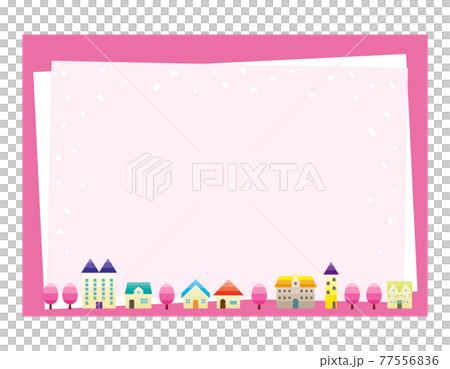 シンプルな街並みと都市の風景イラスト ベクターイラスト 春の景色 のイラスト素材