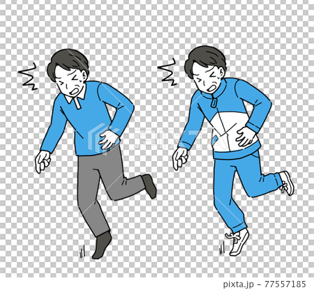 何もない場所でつまずくミドル男性のイラストのイラスト素材