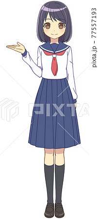 案内するセーラー服の女の子 案内するセーラー服の女の子 77557193