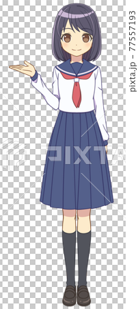 案内するセーラー服の女の子 のイラスト素材