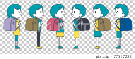 小學生背著書包笑著 77557228