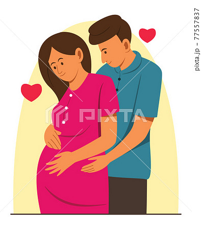 The Pregnant Woman is Taken Care by Husband. 77557837