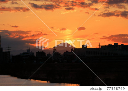 葛飾大橋から望む夕焼け 葛飾大橋から望む夕焼け 77558749
