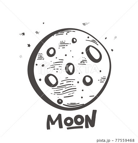 Moon and lunar craters. Doodle style. Moon logo... - Stock Illustration  [77559468] - PIXTA