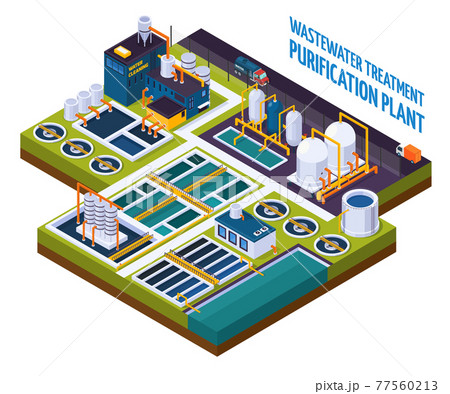 Purification Plant Isometric Compositionのイラスト素材