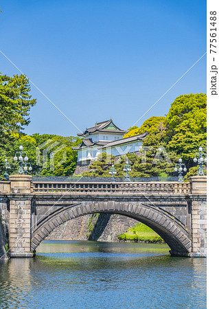 東京の都市風景 皇居外苑 二重橋と伏見櫓 77561488