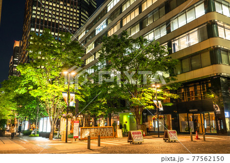 《東京都》丸の内オフィス街の夜景・初夏 《東京都》丸の内オフィス街の夜景・初夏 77562150