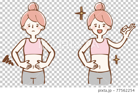 便秘で悩む女性 お腹 改善 イラストセット 便秘で悩む女性 お腹 改善 イラストセット 77562254