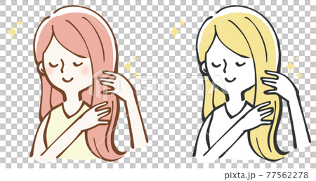 髪の毛　美容　綺麗　女性　イラスト 77562278