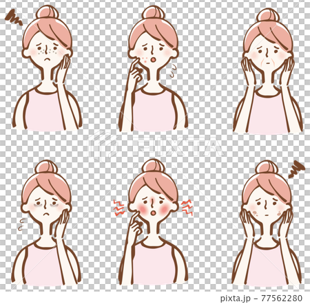 Skin trouble female illustration set Skin trouble female illustration set 77562280