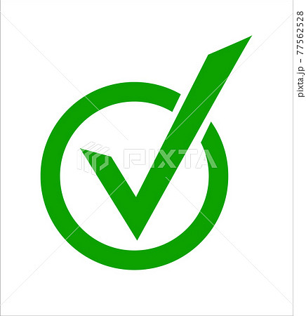 Green check mark icon in a circle. Tick symbol in green color, vector illustration. Green check mark icon in a circle. Tick symbol in green color, vector illustration. 77562528