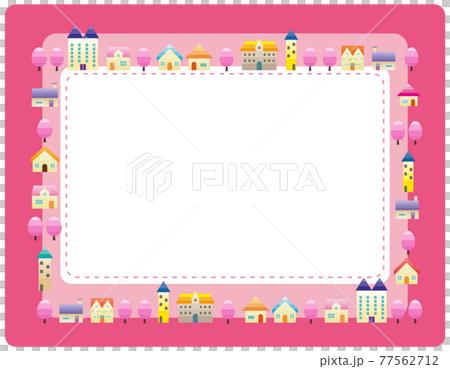 Simple cityscape vector illustration frame background spring Simple cityscape vector illustration frame background spring 77562712