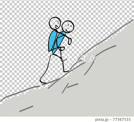 Stickman climbing with a piggyback ride Stickman climbing with a piggyback ride 77567535