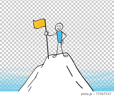 火柴人在山頂升起一面旗幟 77567537