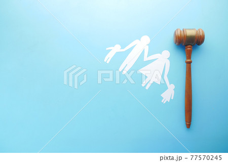 Family law, family right concept on blue background 77570245