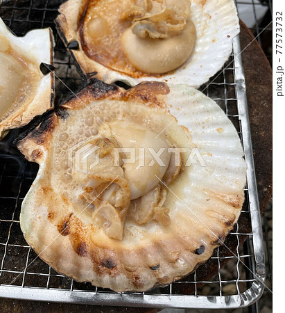 BBQ七輪で焼くホタテ 77573732