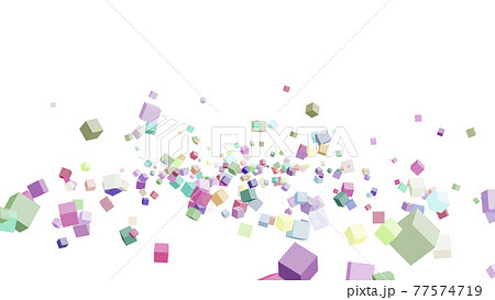 Cgキューブ 多数の転がってくる立方体のイラスト素材