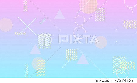 抽象的な幾何学模様とピンクと青色背景 77574755