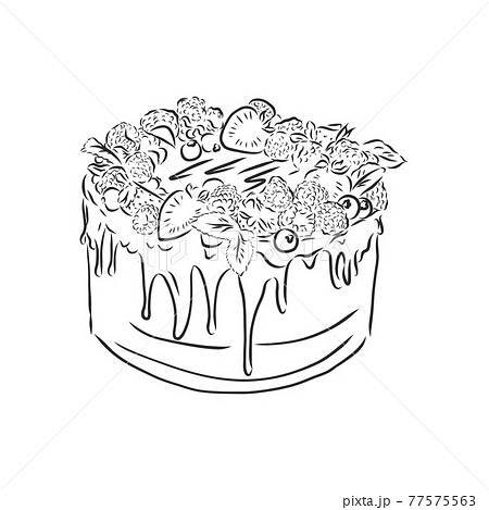 cake slice drawing black and white