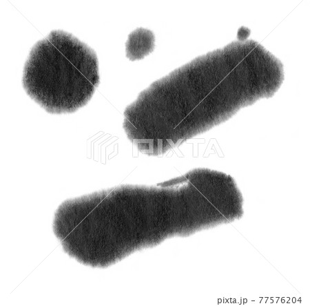 墨にじみ 丸と短い線 墨にじみ 丸と短い線 77576204