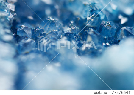 Beautiful texture of Blue crystals. mineral its blurred natural background. Winter Beautiful background. Macro 77576641