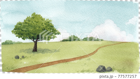 Flowers and landscape decor watercolor 77577257